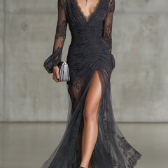 Evelyn Melbourne — lace slit maxi dress — view 0