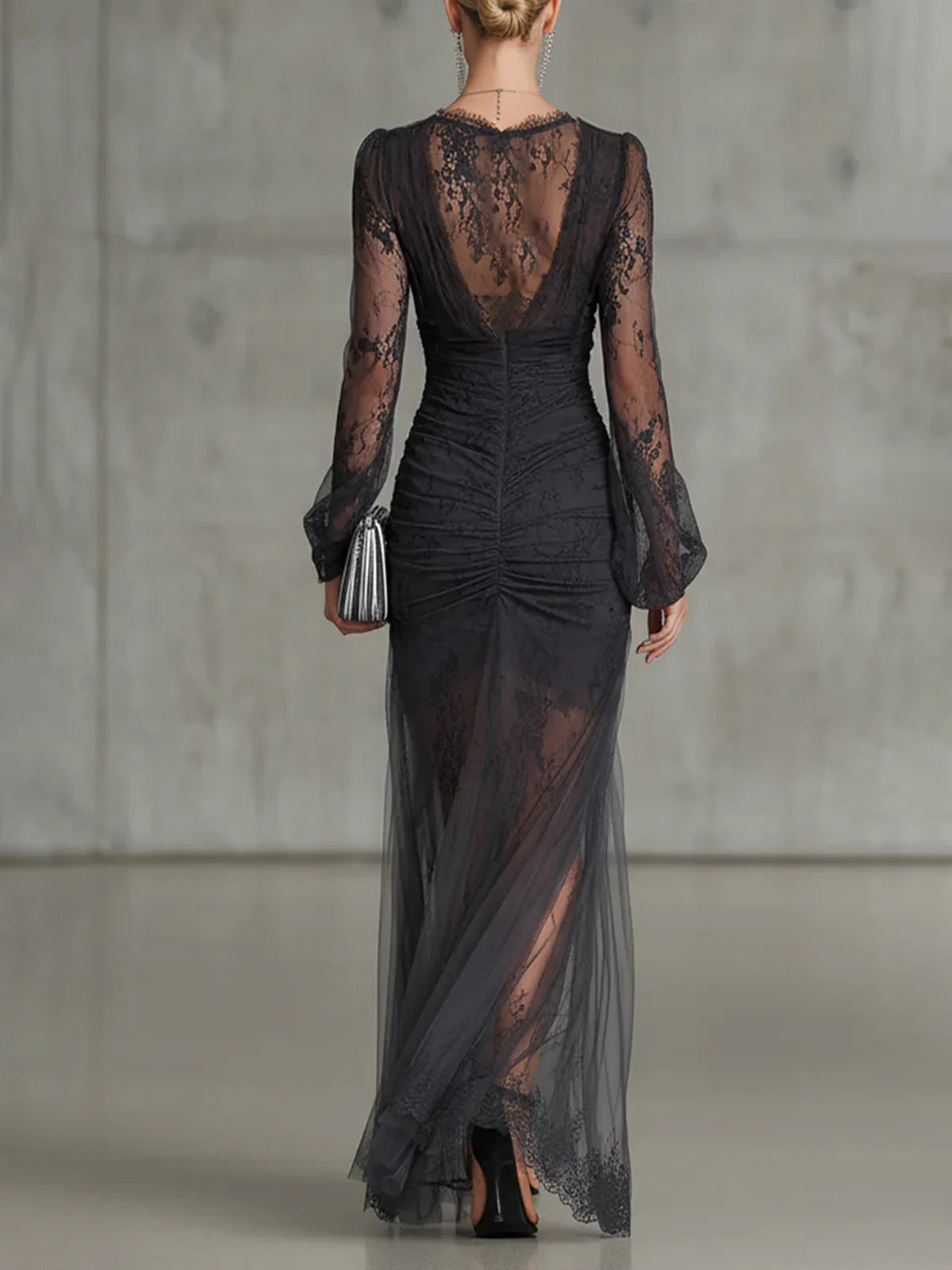 Evelyn Melbourne — lace slit maxi dress — view 2