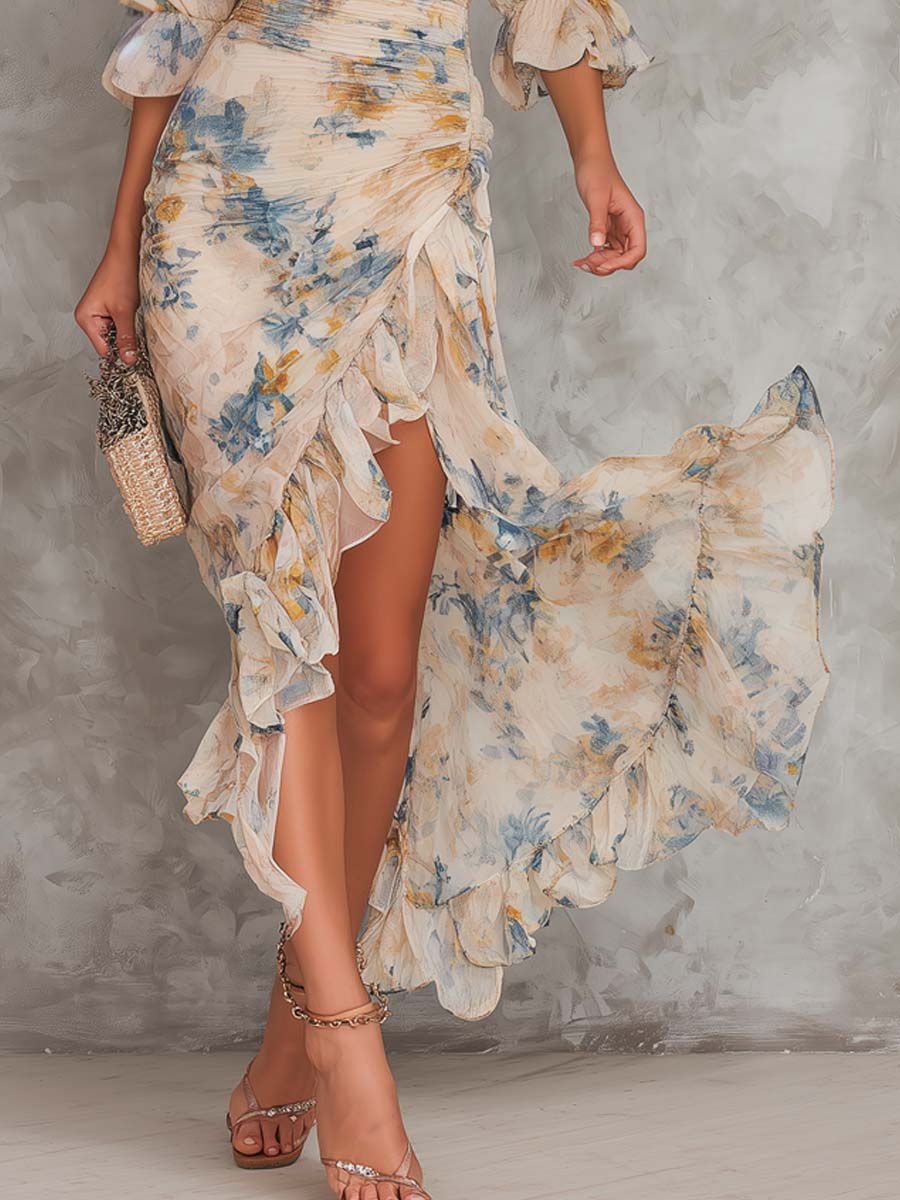 Evelyn Melbourne — floral ruffle maxi dress — view 3