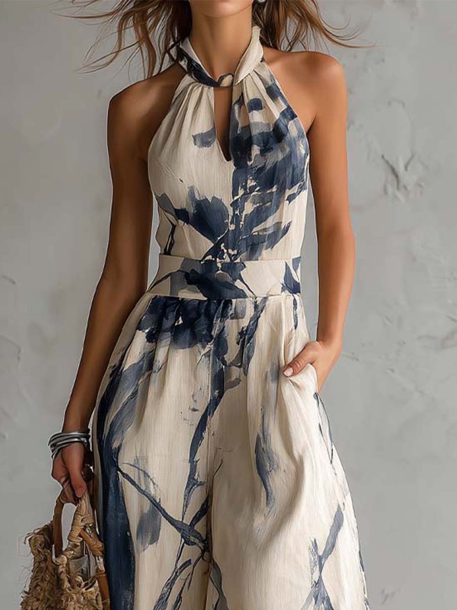Evelyn Melbourne — printed halter jumpsuit — view 3