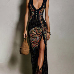 Evelyn Melbourne — bohemian print slit dress — view 0