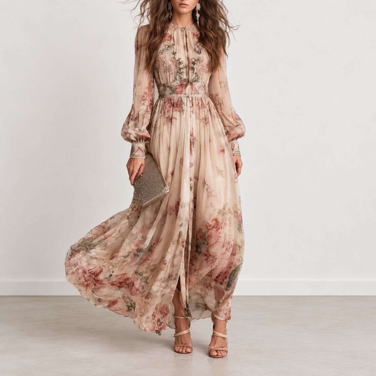 Evelyn Melbourne — vintage floral maxi dress — view 0