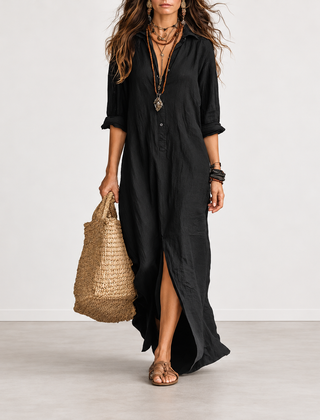 Evelyn Melbourne — button-front maxi dress — view 0