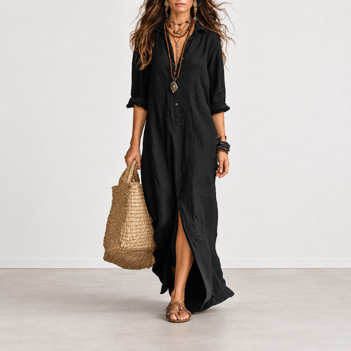 Evelyn Melbourne — button-front maxi dress — view 0