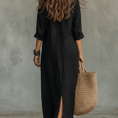 Evelyn Melbourne — button-front maxi dress — view 2