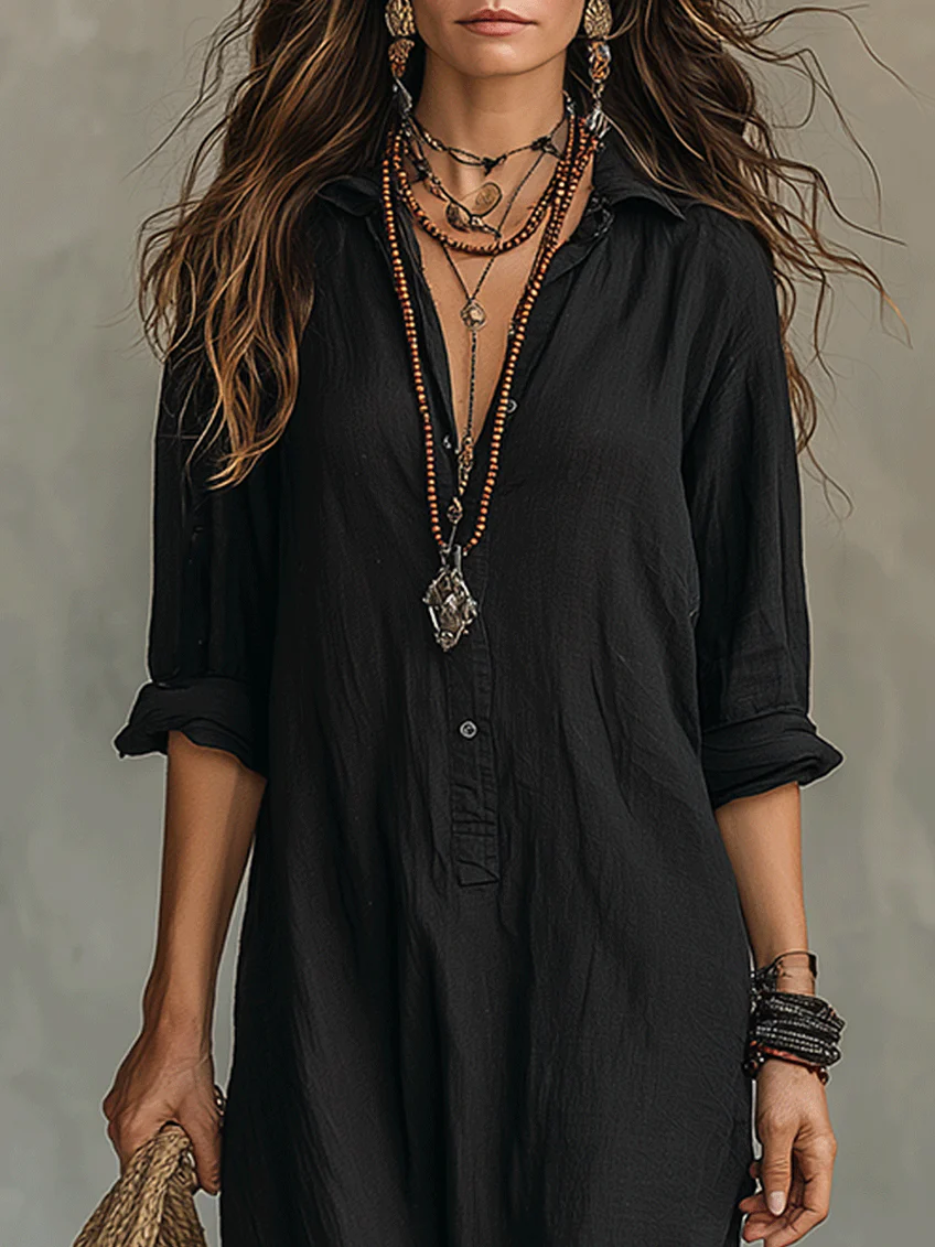 Evelyn Melbourne — button-front maxi dress — view 3