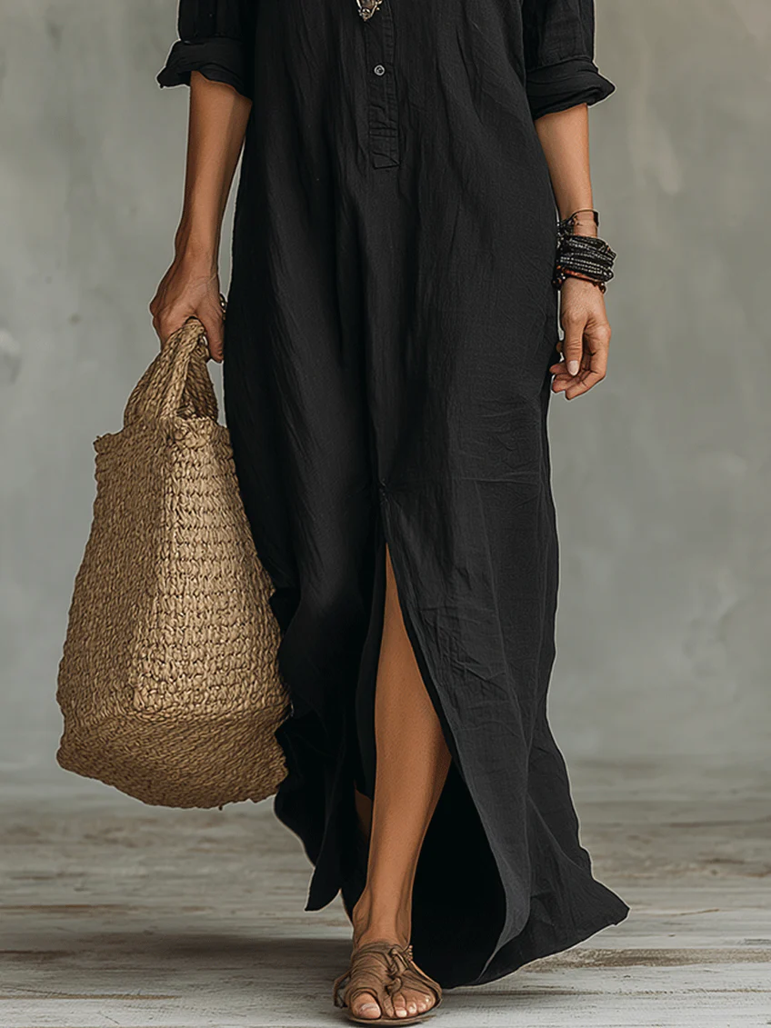 Evelyn Melbourne — button-front maxi dress — view 4