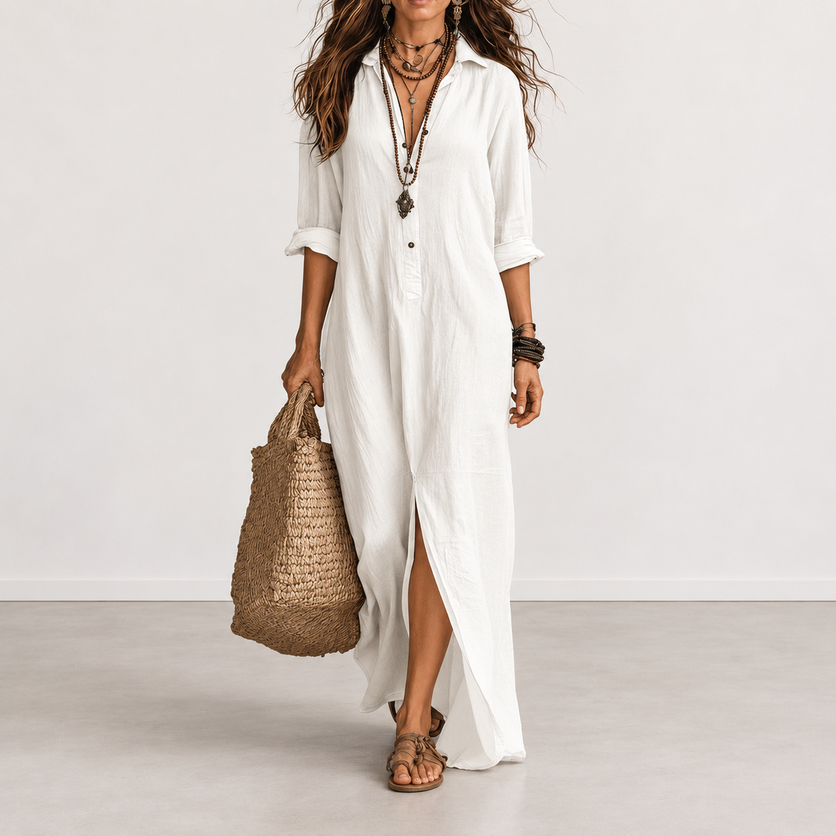 Evelyn Melbourne — button-front maxi dress — view 5