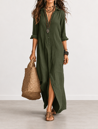 Evelyn Melbourne — button-front maxi dress — view 6