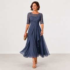 Evelyn Melbourne — lace layered midi dress — view 0