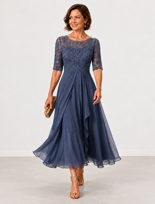 Evelyn Melbourne — lace layered midi dress — view 0