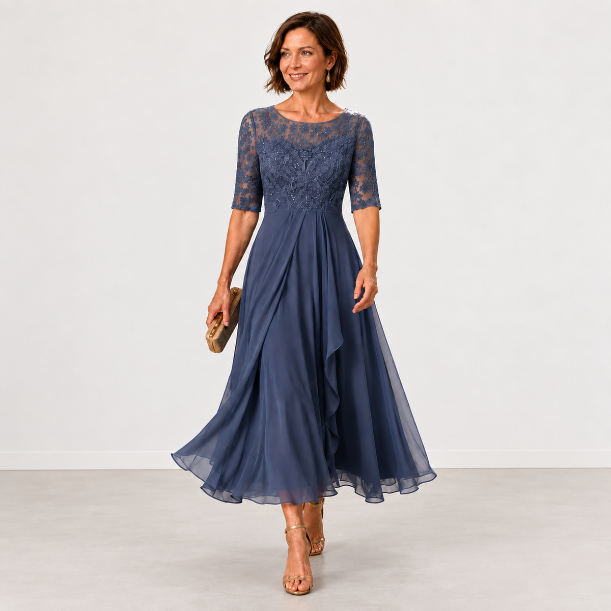 Evelyn Melbourne — lace layered midi dress — view 0