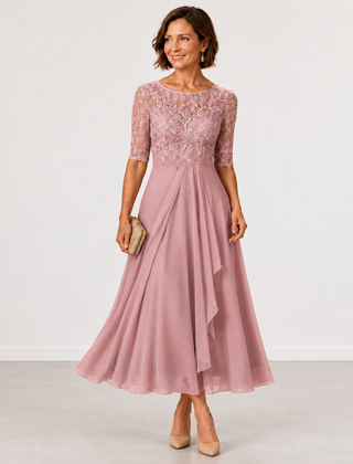 Evelyn Melbourne — lace layered midi dress — view 1