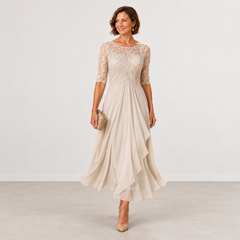 Evelyn Melbourne — lace layered midi dress — view 2