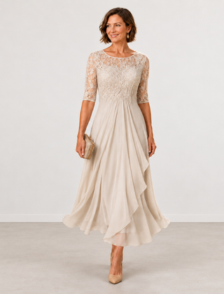 Evelyn Melbourne — lace layered midi dress — view 2