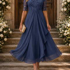 Evelyn Melbourne — lace layered midi dress — view 5