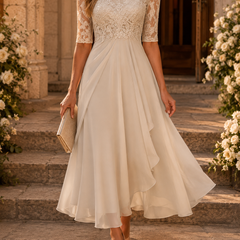Evelyn Melbourne — lace layered midi dress — view 6