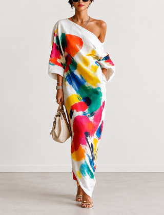 Evelyn Melbourne — abstract print maxi dress — view 0