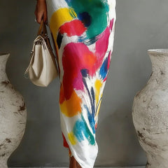 Evelyn Melbourne — abstract print maxi dress — view 2
