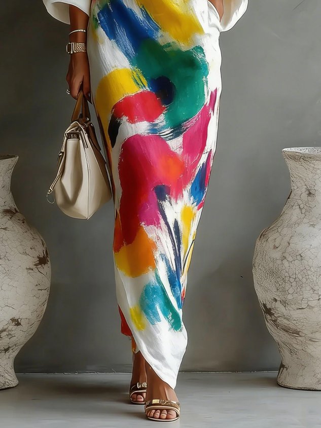 Evelyn Melbourne — abstract print maxi dress — view 2