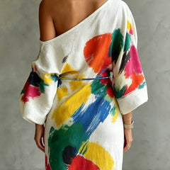 Evelyn Melbourne — abstract print maxi dress — view 3