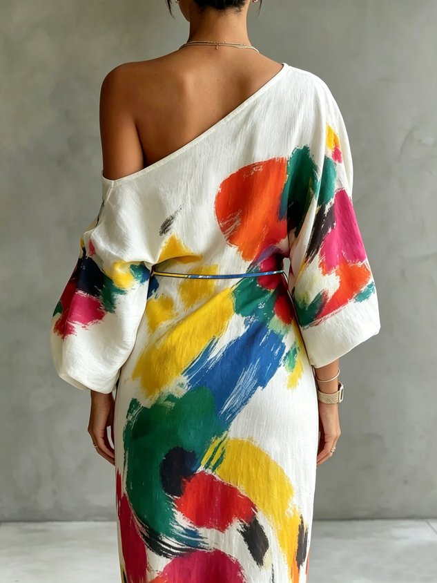Evelyn Melbourne — abstract print maxi dress — view 3