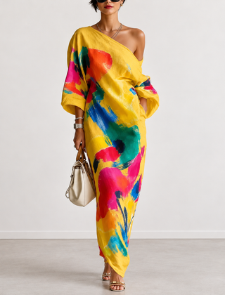 Evelyn Melbourne — abstract print maxi dress — view 4