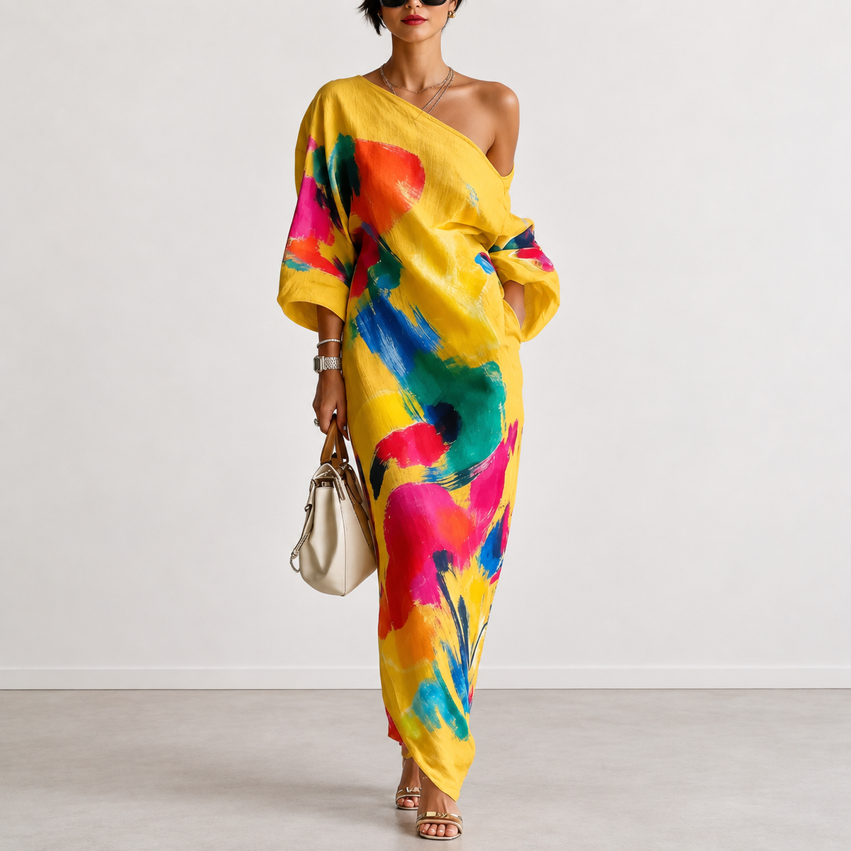 Evelyn Melbourne — abstract print maxi dress — view 4
