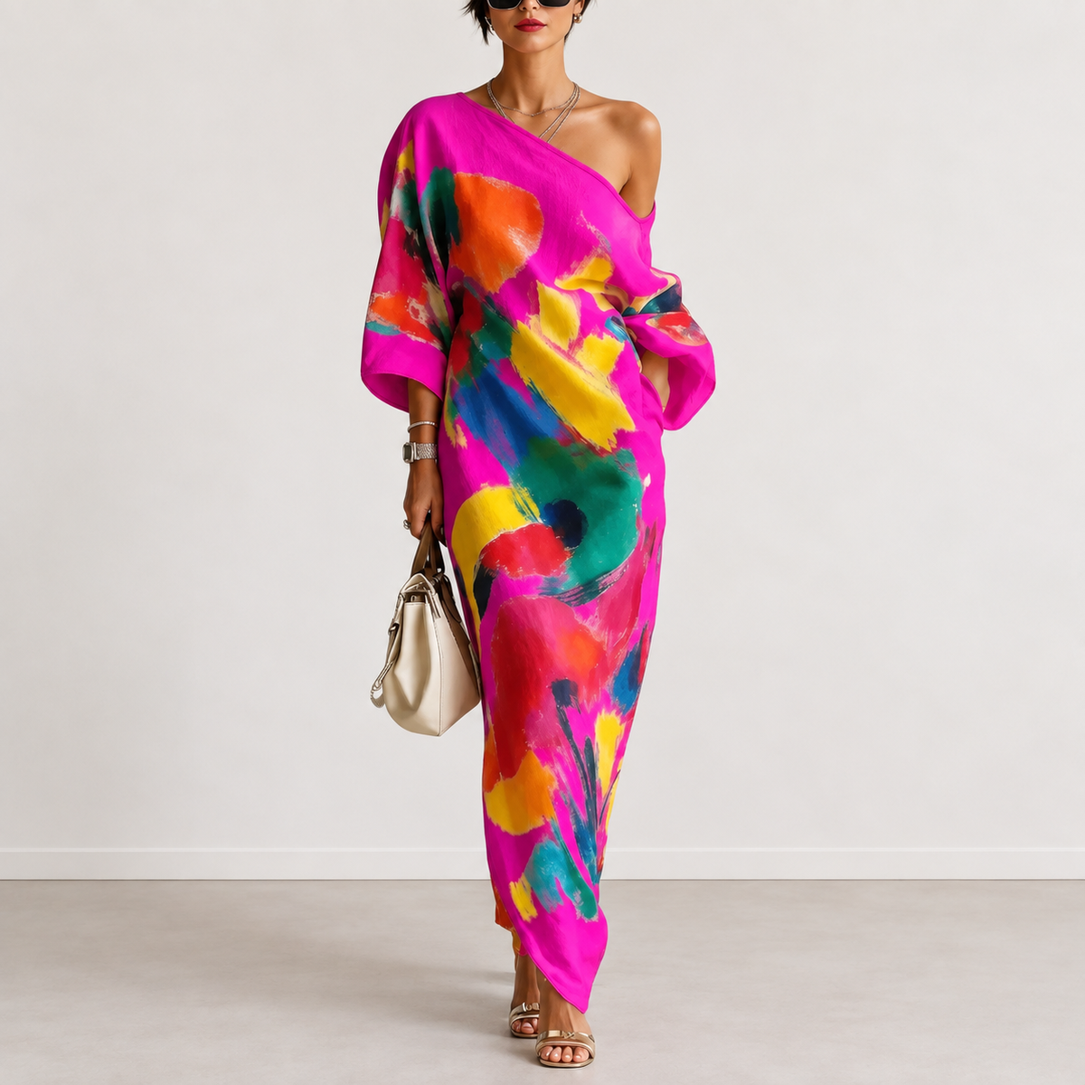 Evelyn Melbourne — abstract print maxi dress — view 5