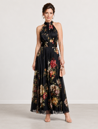 Evelyn Melbourne — floral halter midi dress — view 0