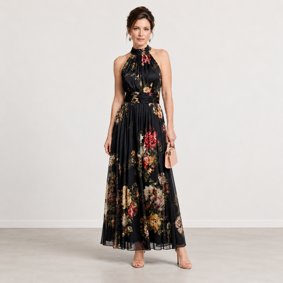 Evelyn Melbourne — floral halter midi dress — view 0