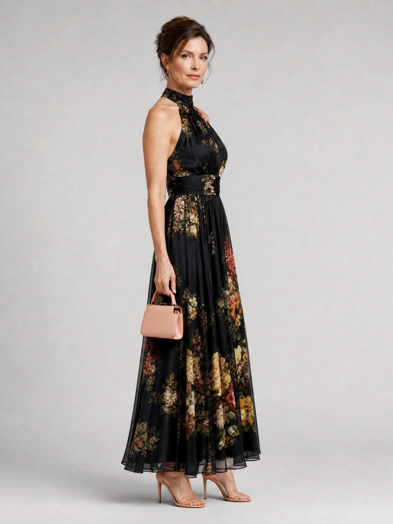 Evelyn Melbourne — floral halter midi dress — view 3