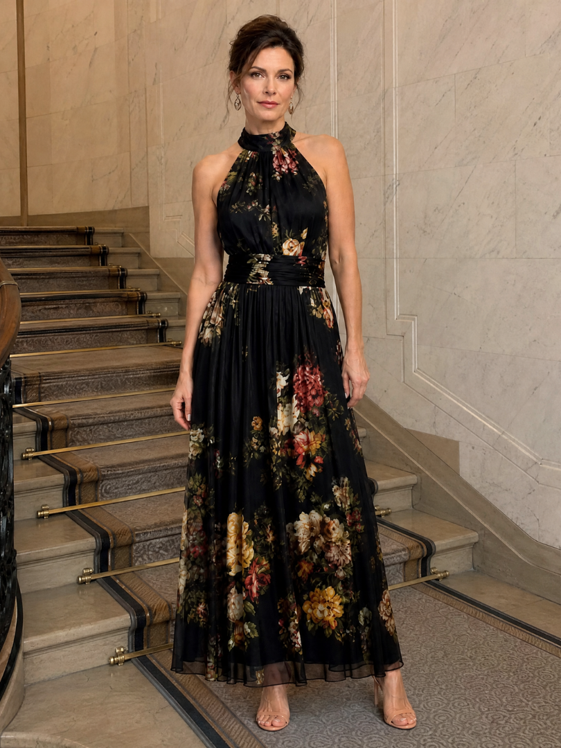 Evelyn Melbourne — floral halter midi dress — view 4