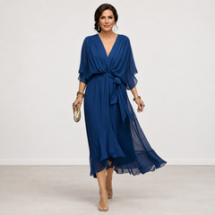 Evelyn Melbourne — wrap-style layered midi dress — view 4
