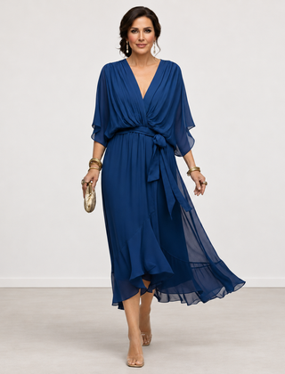 Evelyn Melbourne — wrap-style layered midi dress — view 4