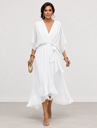 Evelyn Melbourne — wrap-style layered midi dress — view 7