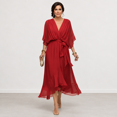 Evelyn Melbourne — wrap-style layered midi dress — view 8