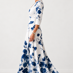 Evelyn Melbourne — blue floral maxi dress 0