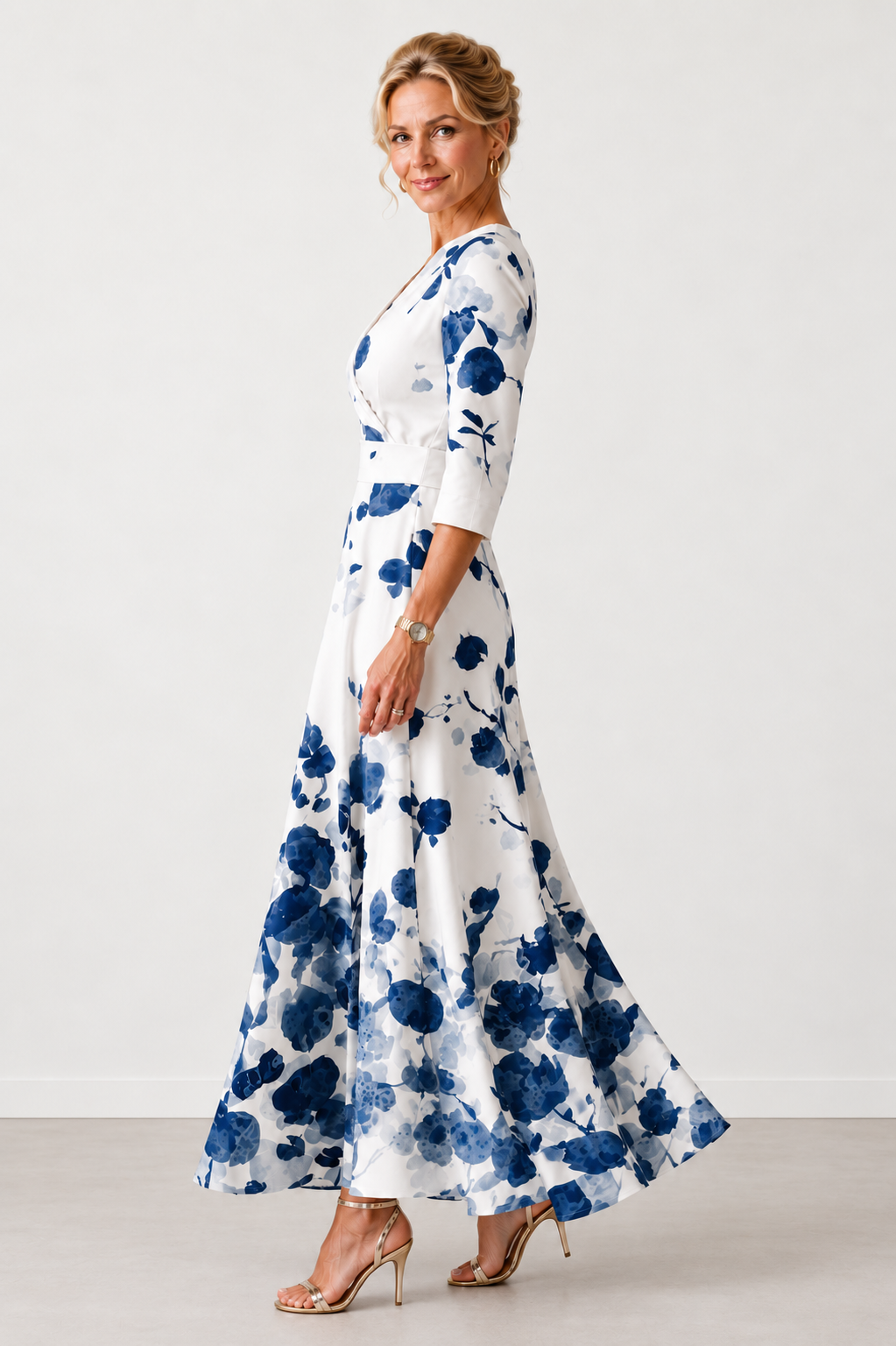 Evelyn Melbourne — blue floral maxi dress 0
