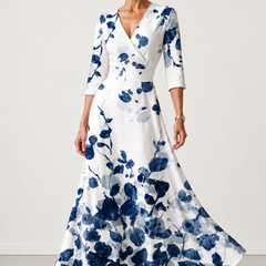 Evelyn Melbourne — blue floral maxi dress 1