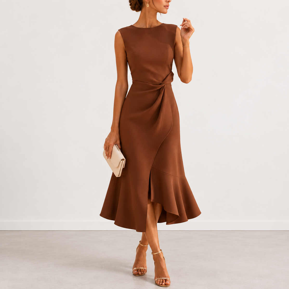 Evelyn Melbourne draped midi dress colour 8