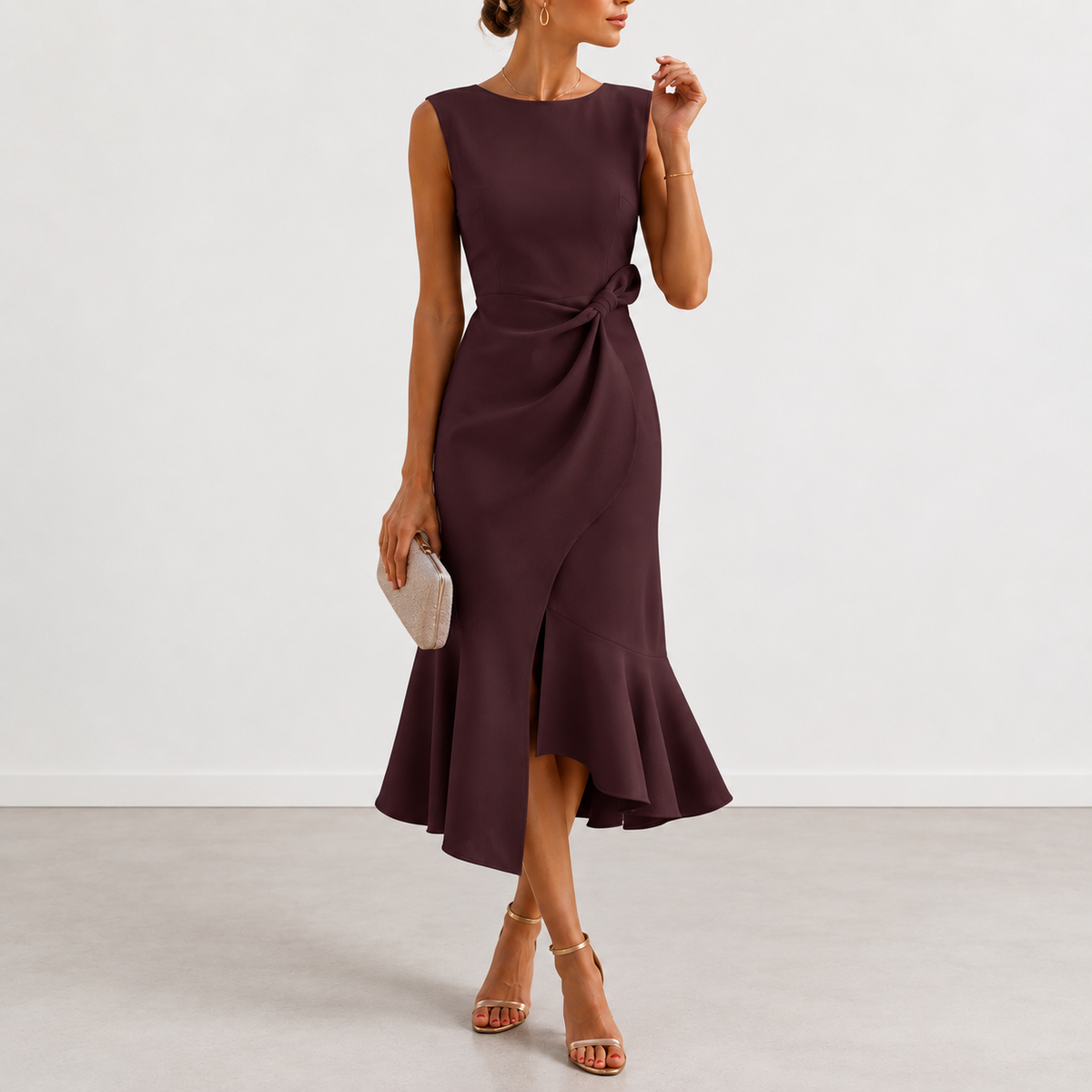 Evelyn Melbourne draped midi dress colour 9