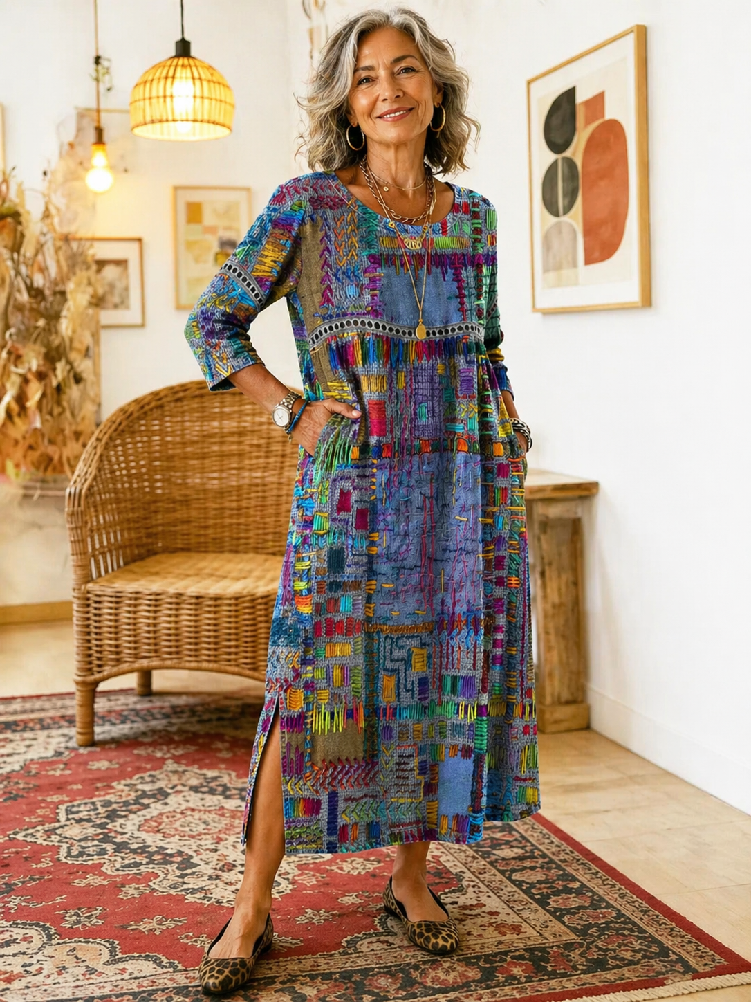 Manuela patchwork print dress