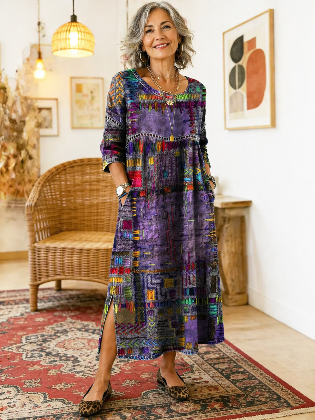 Manuela patchwork print dress