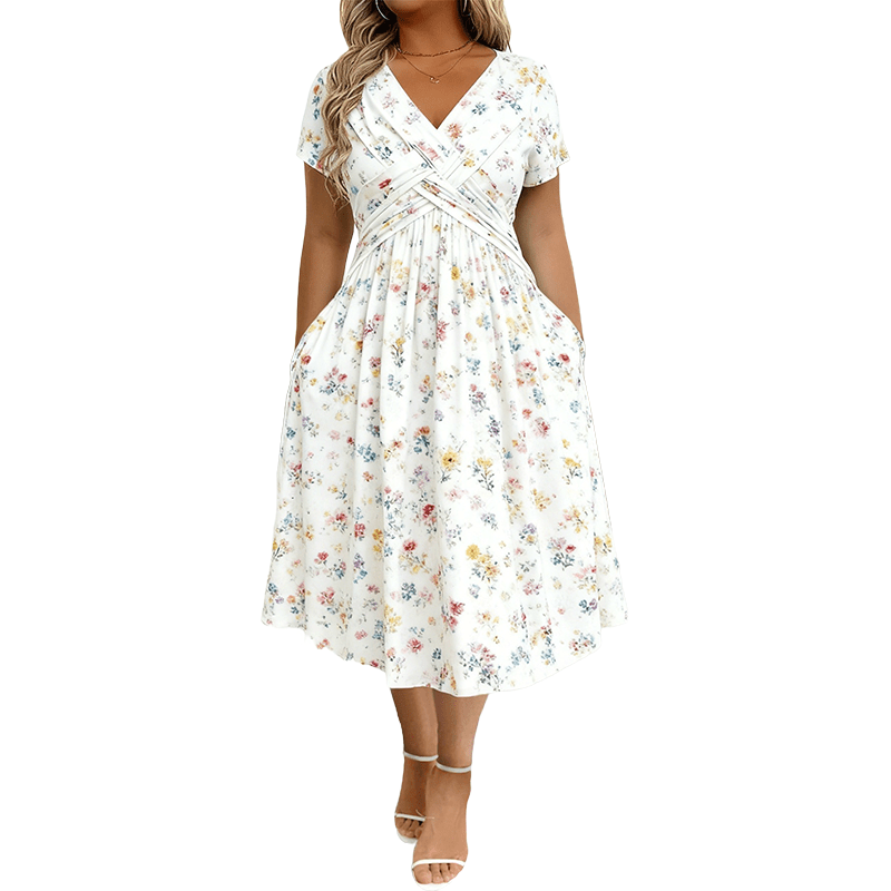 Evelyn | Floral Wrap Midi Dress