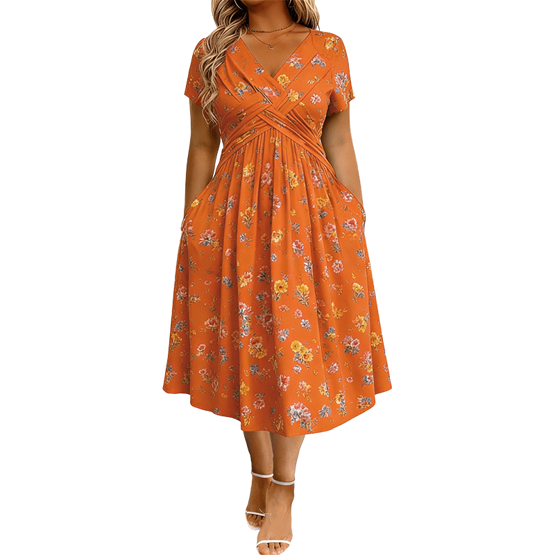 Evelyn | Floral Wrap Midi Dress