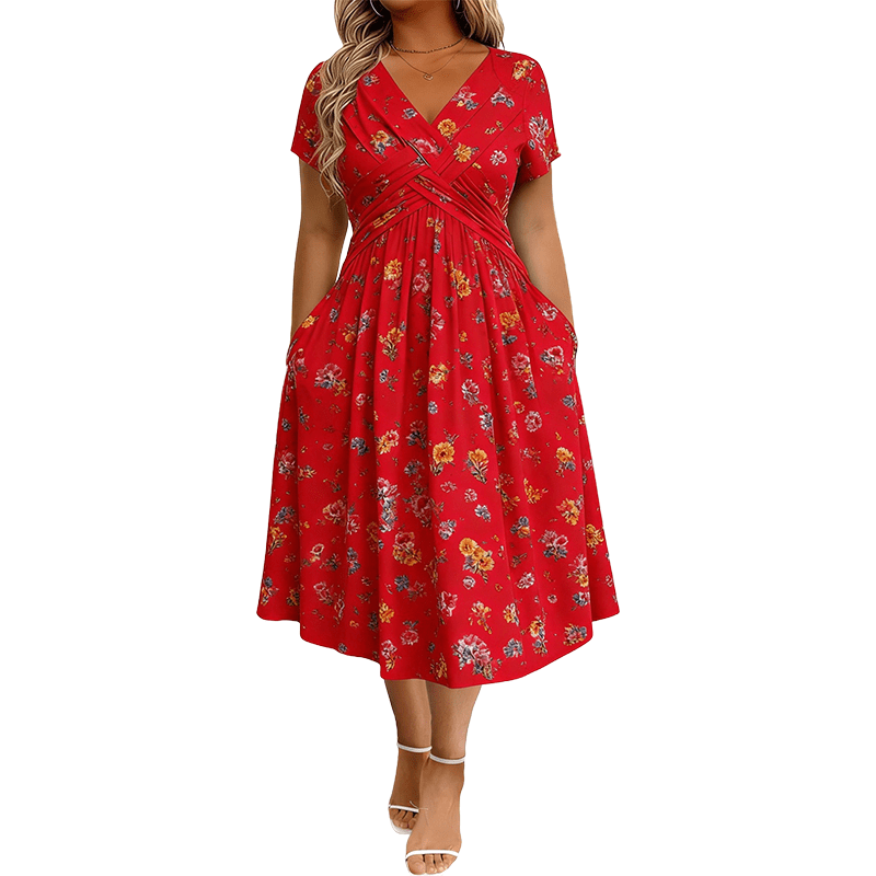 Evelyn | Floral Wrap Midi Dress