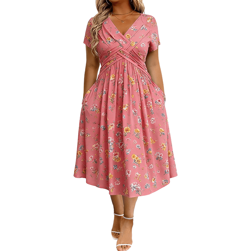 Evelyn | Floral Wrap Midi Dress