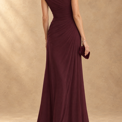 Cynthia | Cowl Neck Draped Mesh Maxi Dress
