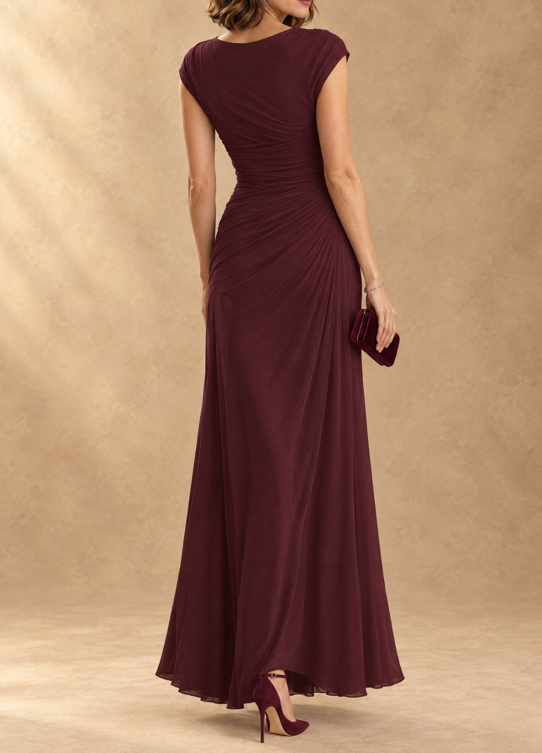 Cynthia | Cowl Neck Draped Mesh Maxi Dress